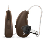 Brown hearing aids.