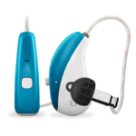 Blue hearing aids.