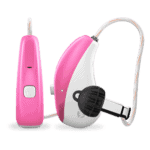 Pink hearing aids.