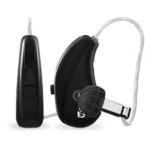 Black hearing aids.