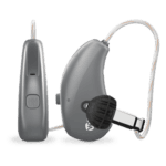 Grey hearing aids.